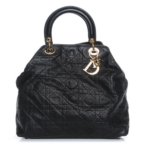 dior tote black|CHRISTIAN DIOR Lambskin Cannage Small Soft Lady Dior Tote Black .